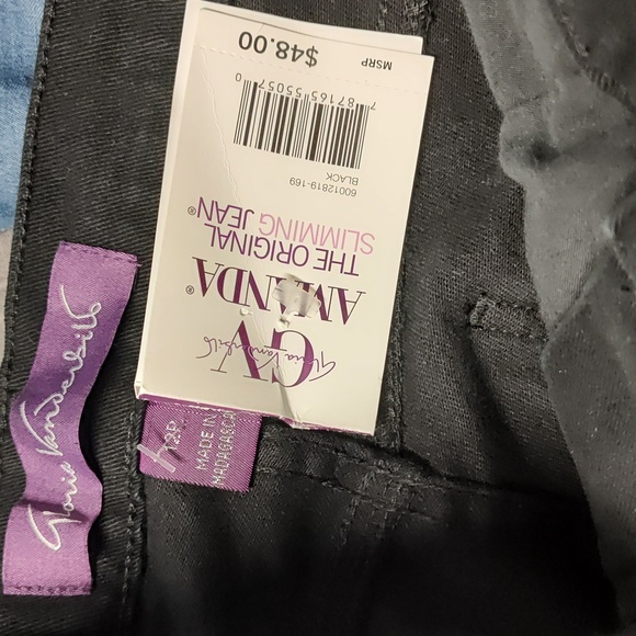 Gloria Vanderbilt Amanda Black Jeans High Rise Classic Tapered  Petite - Picture 10 of 16